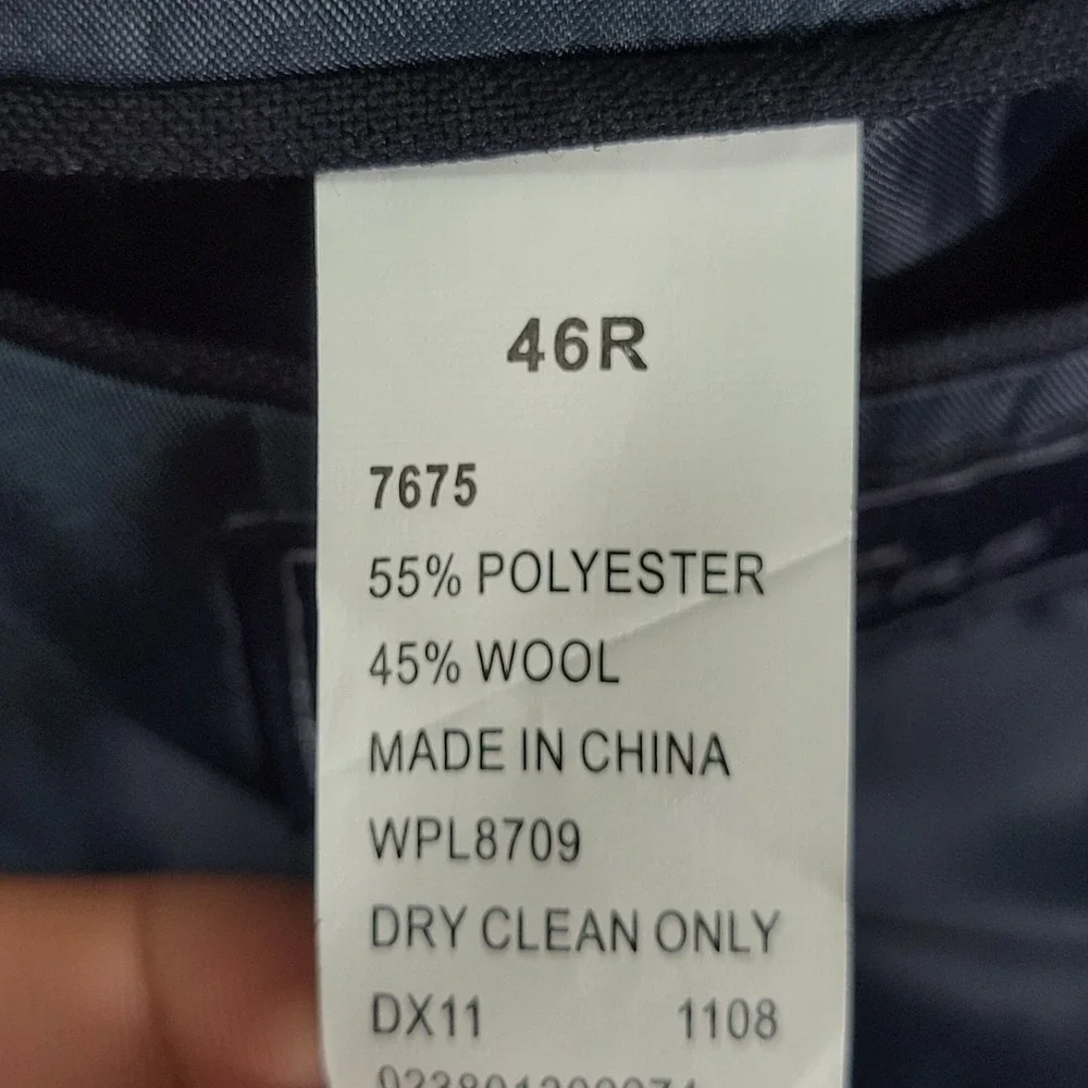 Dockers Men's Sport Coat Blazer Two Button‎ Deep Navy Polyester Wool 46R